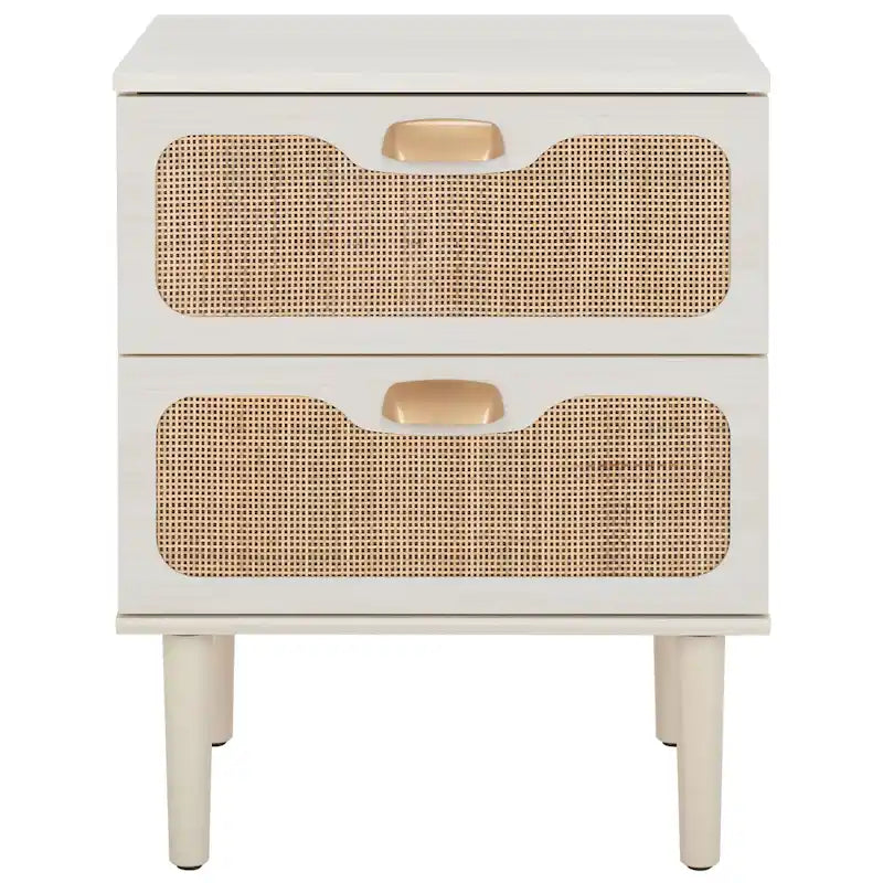 Nachttisch im Mid-Century-Stil mit 2 Schubladen und Beinen aus Massivholz für das Schlafzimmer