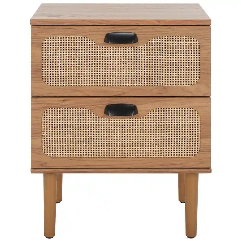 Nachttisch im Mid-Century-Stil mit 2 Schubladen und Beinen aus Massivholz für das Schlafzimmer