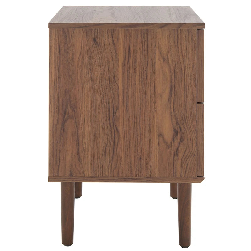 Nachttisch im Mid-Century-Stil mit 2 Schubladen und Beinen aus Massivholz für das Schlafzimmer