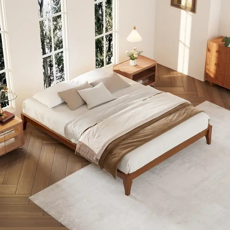 Solid Dry Bamboo Wood Platform Bed Frame