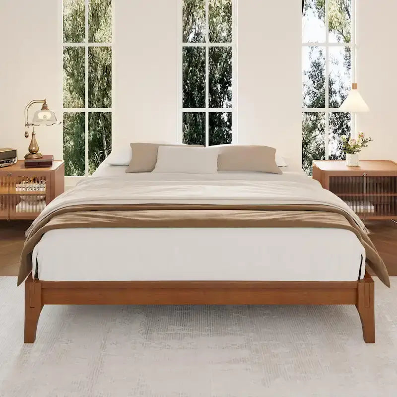 Solid Dry Bamboo Wood Platform Bed Frame