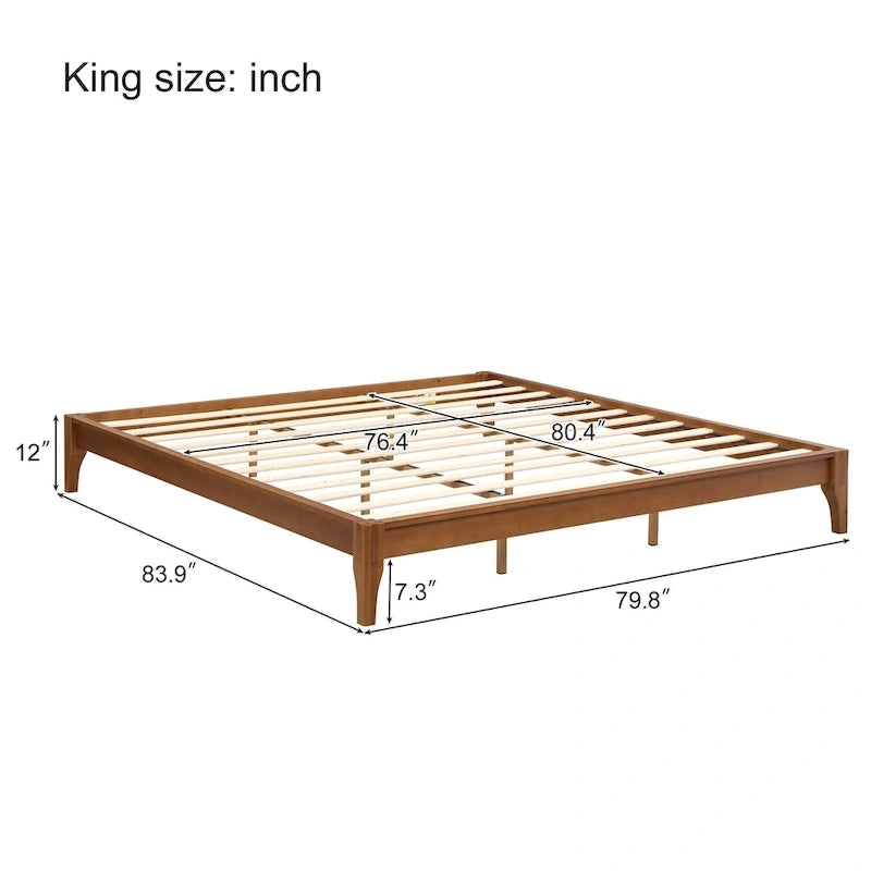 Solid Dry Bamboo Wood Platform Bed Frame