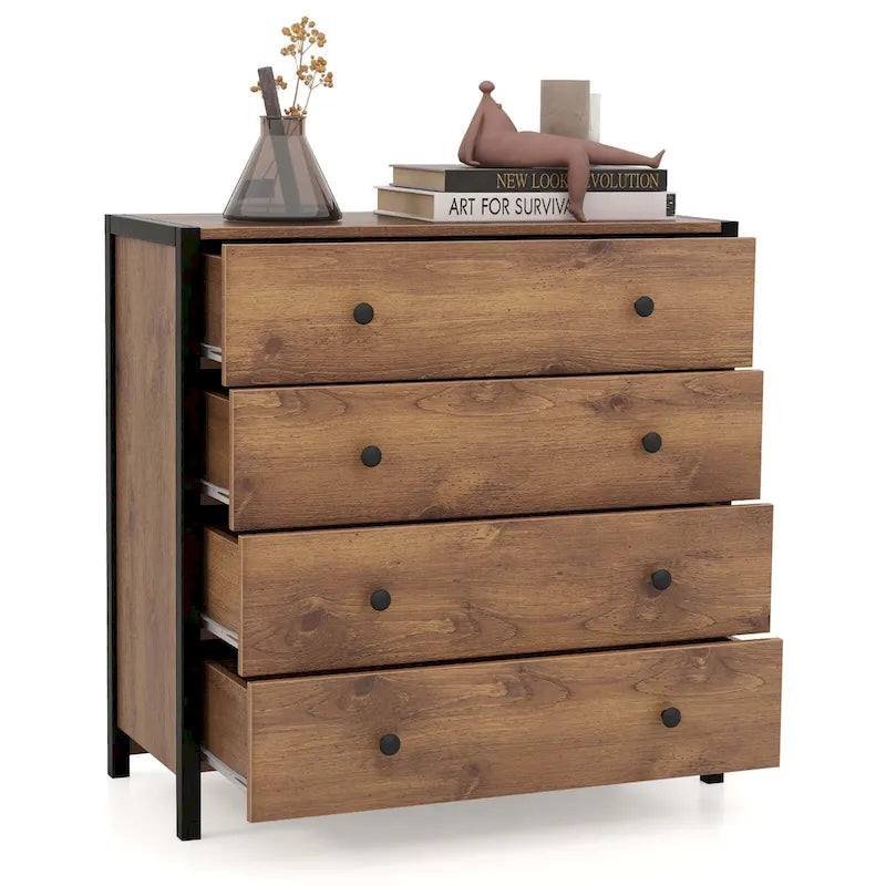 4-Drawer Dresser Modern Chest of Drawers Wooden Storage