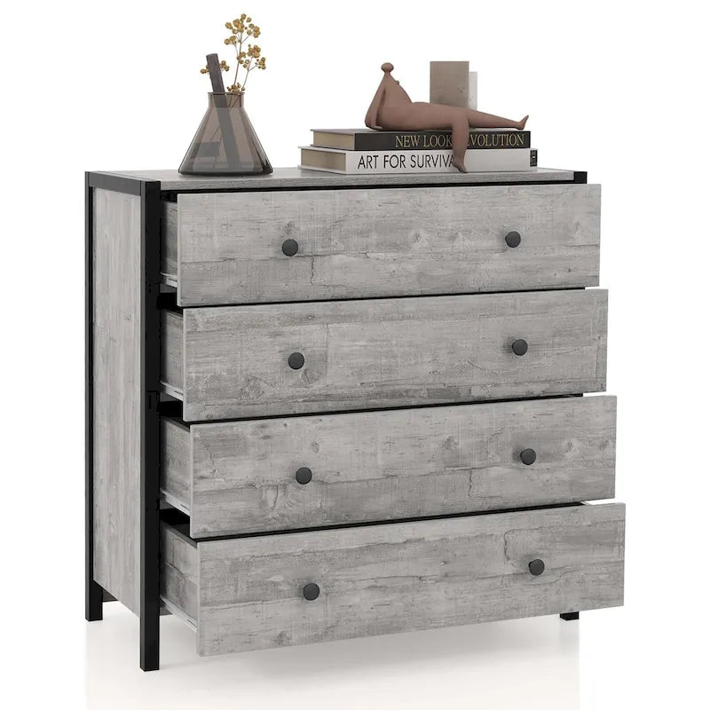 4-Drawer Dresser Modern Chest of Drawers Wooden Storage
