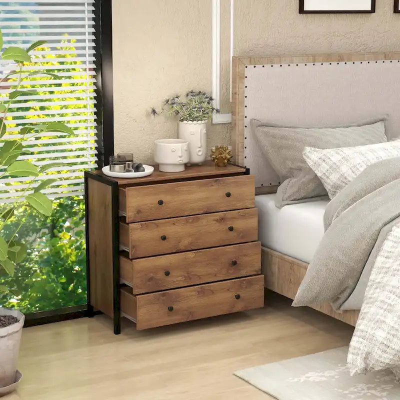 4-Drawer Dresser Modern Chest of Drawers Wooden Storage