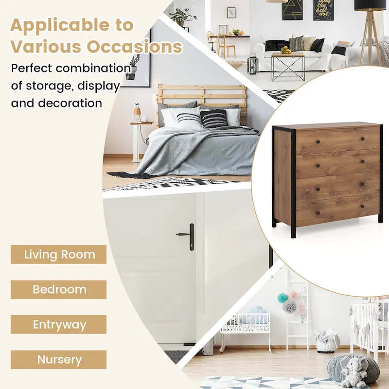 4-Drawer Dresser Modern Chest of Drawers Wooden Storage