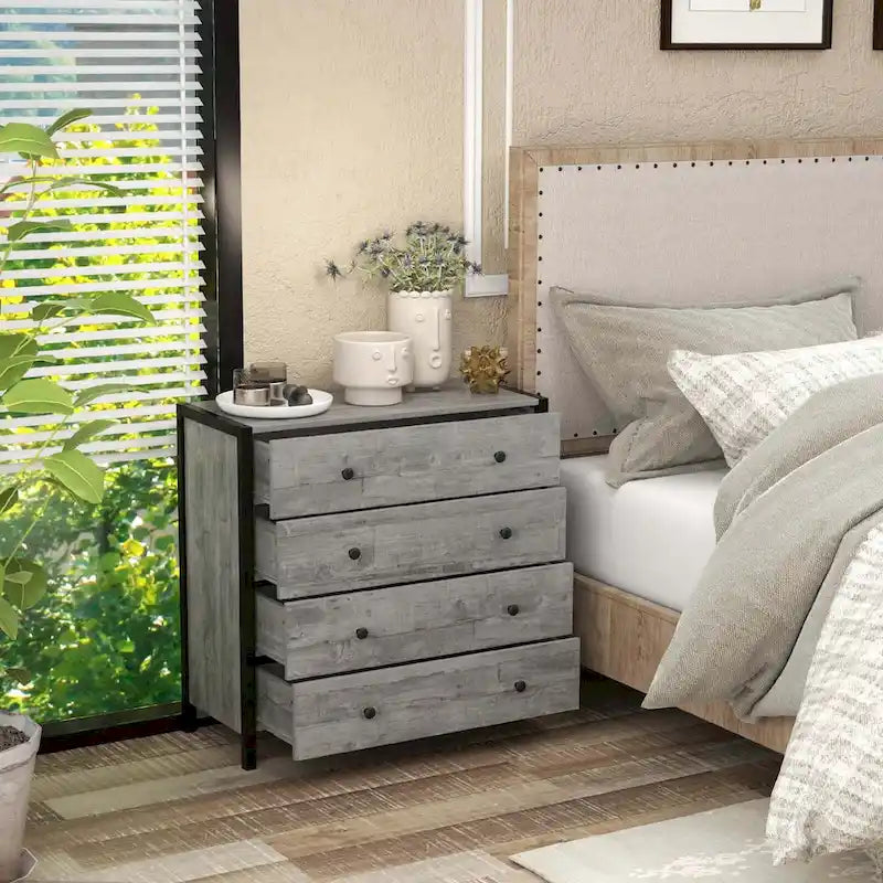 4-Drawer Dresser Modern Chest of Drawers Wooden Storage