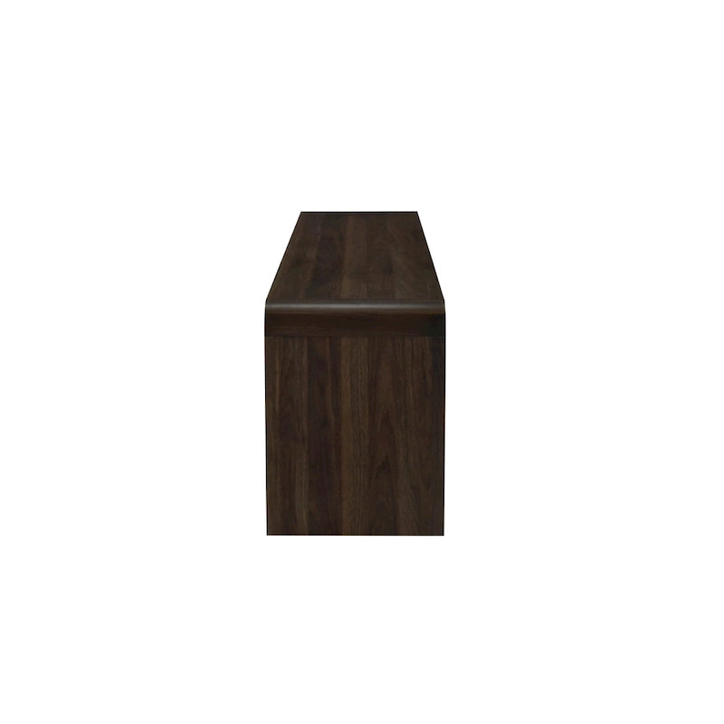 TV Stand Media Cabinet, 2 Drawer and Shelves, Brown Wood 71 Inch