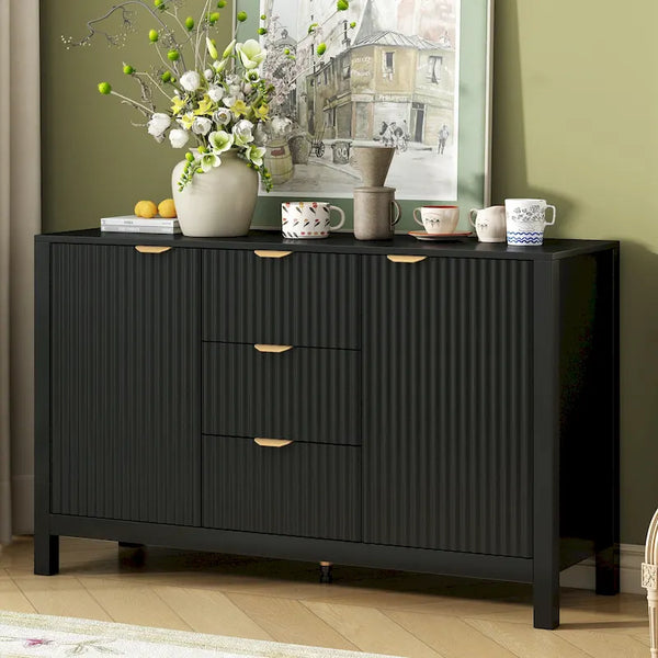 Buffet Cabinet Sideboard with 3 Drawers, Design Dining Storage Cabinet Coffee Bar Cabinet Entryway Cabinet Console Table