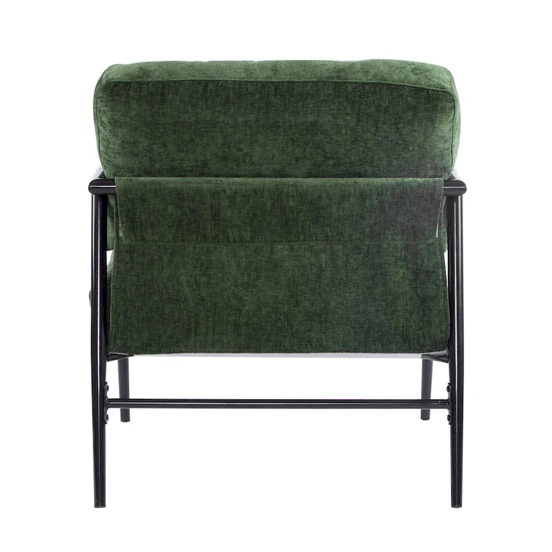 Polyester Accent Chair with Metal Frame & Wooden Armrests