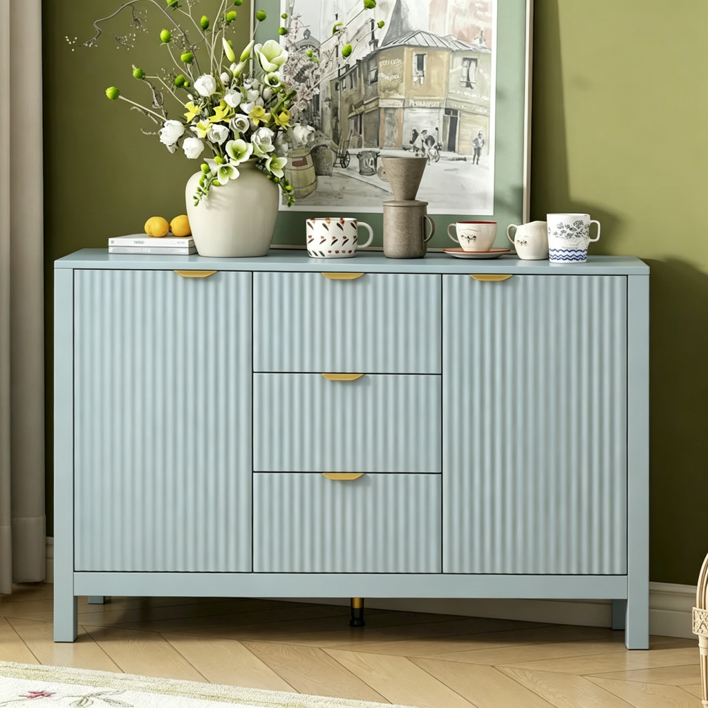 Buffet Cabinet Sideboard with 3 Drawers, Design Dining Storage Cabinet Coffee Bar Cabinet Entryway Cabinet Console Table