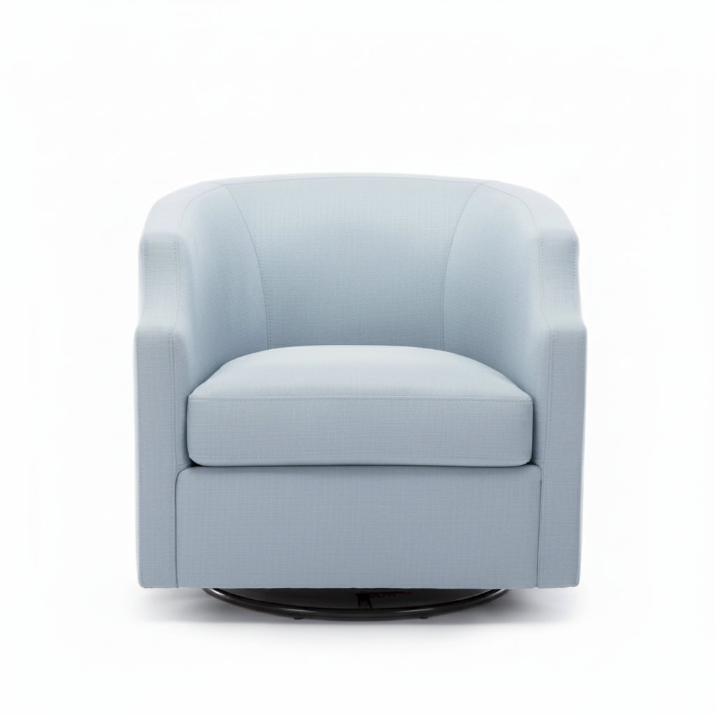 Upholstered Swivel Glider Barrel Chair with 360° Rotation for Living Room