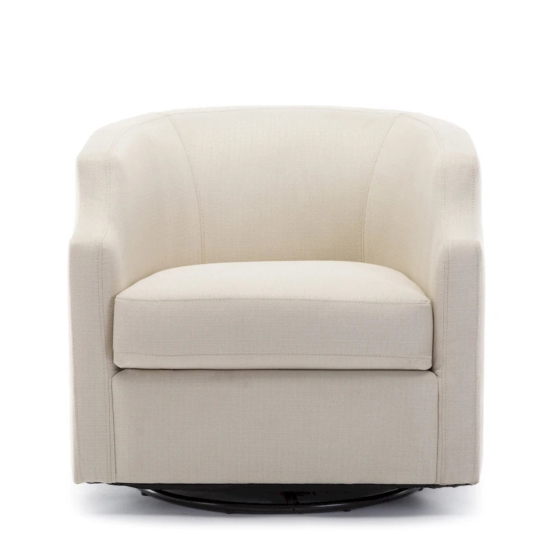 Upholstered Swivel Glider Barrel Chair with 360° Rotation for Living Room