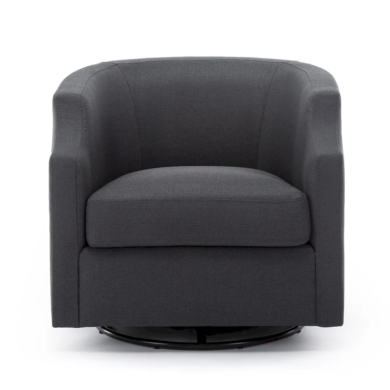 Upholstered Swivel Glider Barrel Chair with 360° Rotation for Living Room