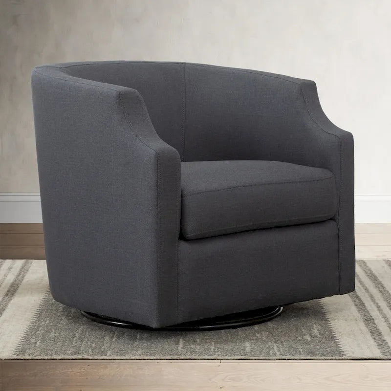 Upholstered Swivel Glider Barrel Chair with 360° Rotation for Living Room