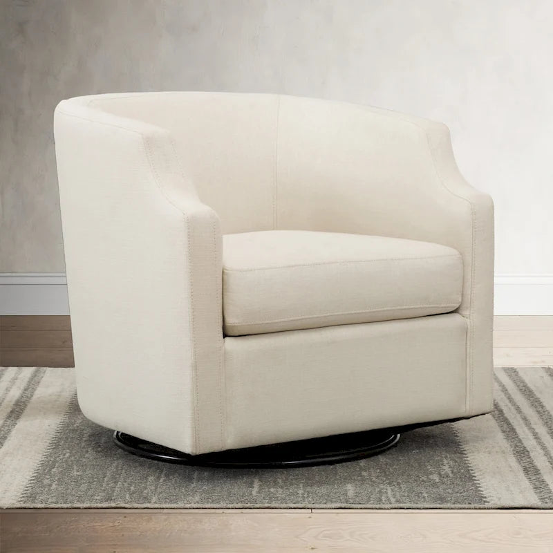 Upholstered Swivel Glider Barrel Chair with 360° Rotation for Living Room