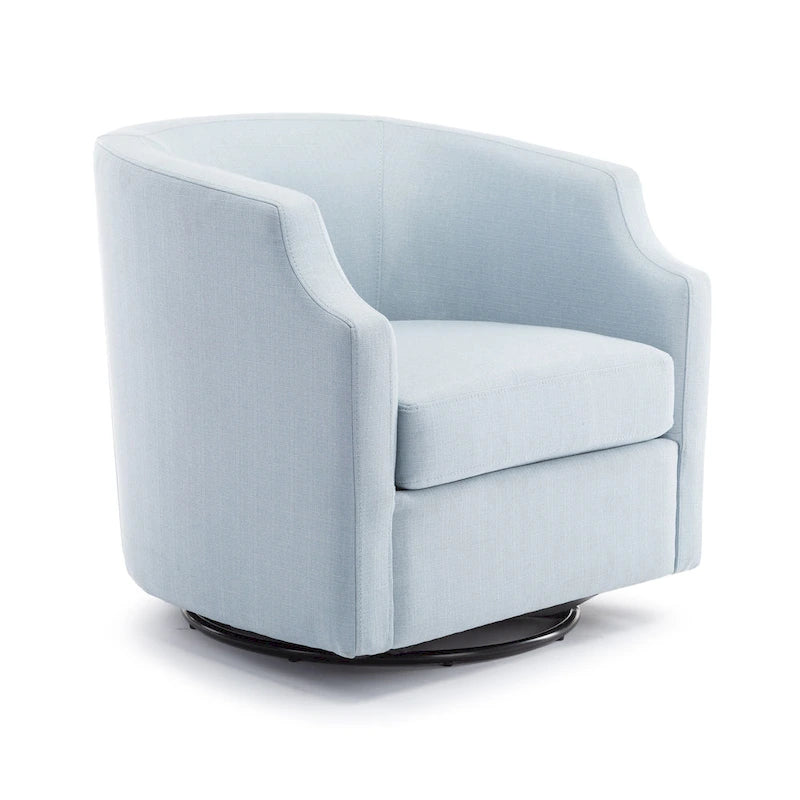 Upholstered Swivel Glider Barrel Chair with 360° Rotation for Living Room