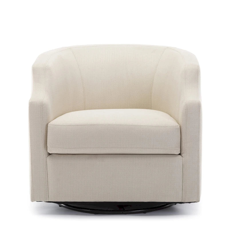 Upholstered Swivel Glider Barrel Chair with 360° Rotation for Living Room