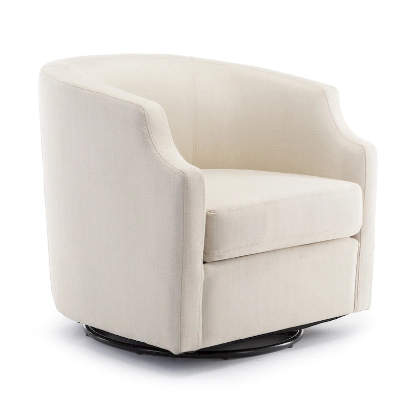 Upholstered Swivel Glider Barrel Chair with 360° Rotation for Living Room