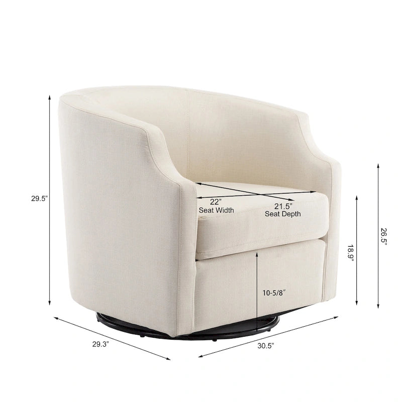 Upholstered Swivel Glider Barrel Chair with 360° Rotation for Living Room