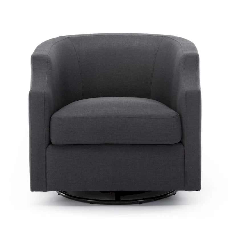 Upholstered Swivel Glider Barrel Chair with 360° Rotation for Living Room