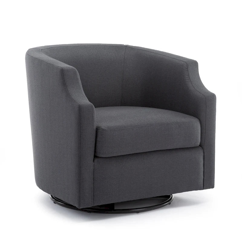 Upholstered Swivel Glider Barrel Chair with 360° Rotation for Living Room