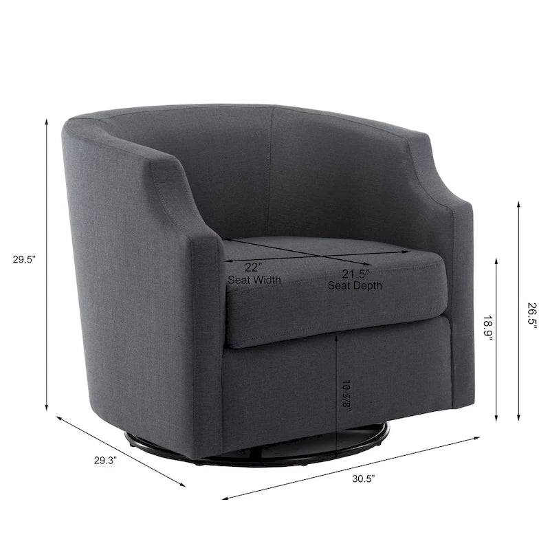Upholstered Swivel Glider Barrel Chair with 360° Rotation for Living Room