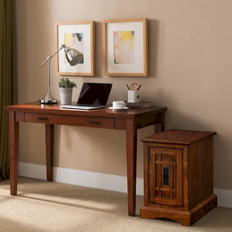 Wood Cabinet End Table with Storage Door for Living Room