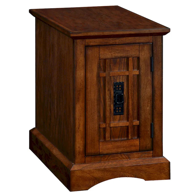 Wood Cabinet End Table with Storage Door for Living Room