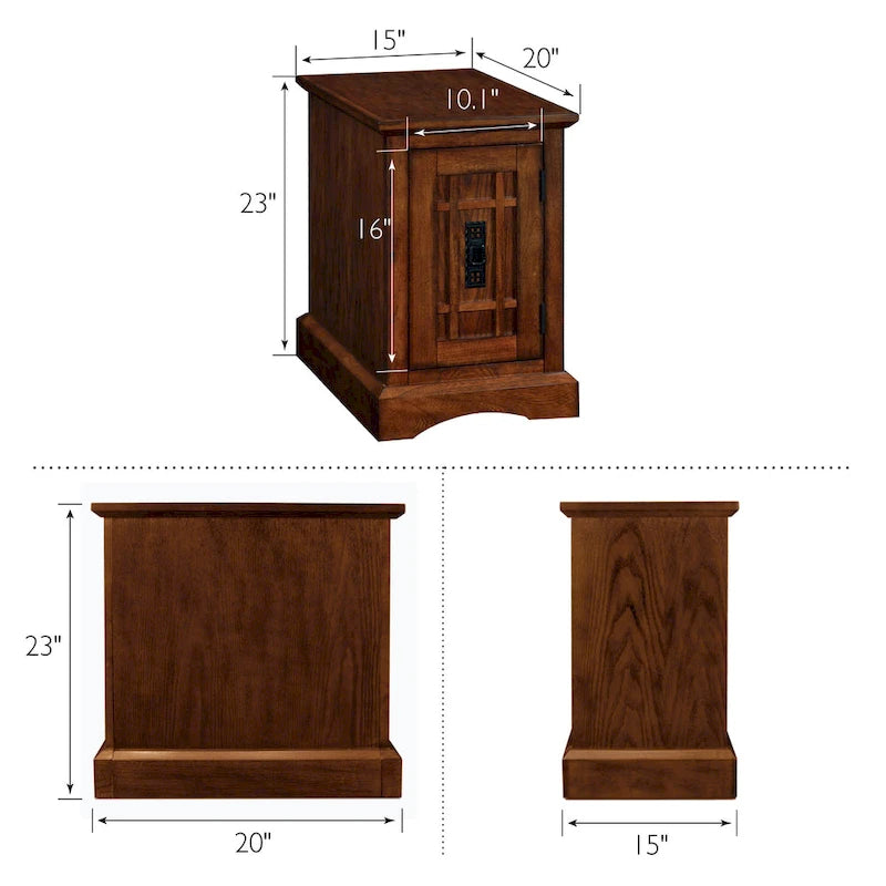 Wood Cabinet End Table with Storage Door for Living Room