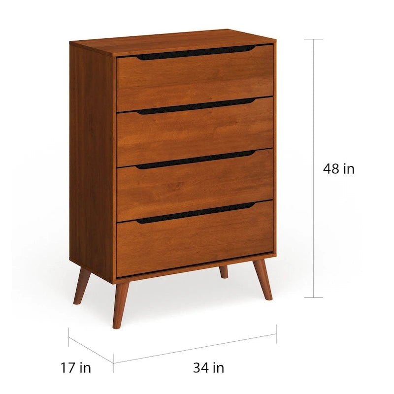 Mid-century Modern 4-Drawer Solid Wood Chest
