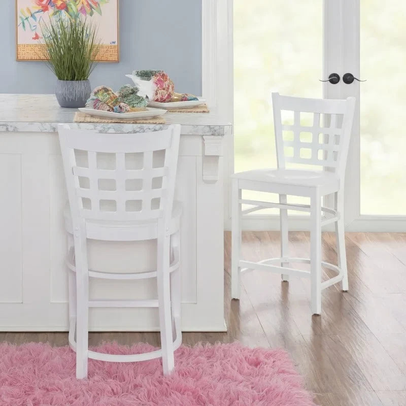 Modern Upholstered Counter Stool Set of 2 with Metal Legs for Kitchen Bar