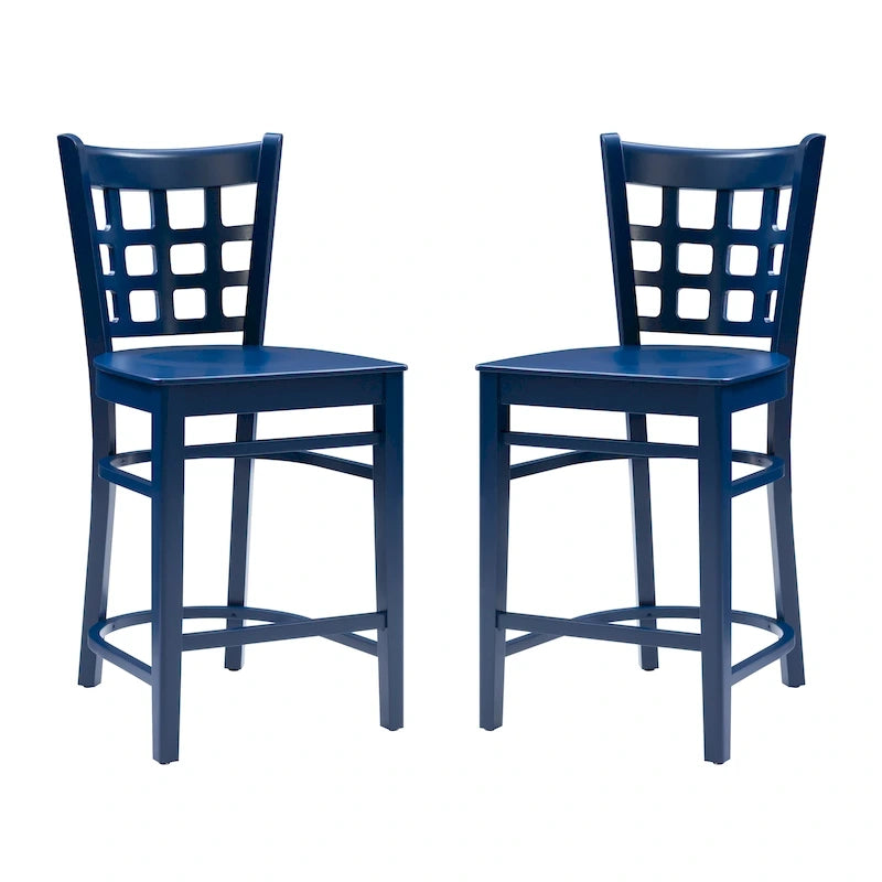 Modern Upholstered Counter Stool Set of 2 with Metal Legs for Kitchen Bar