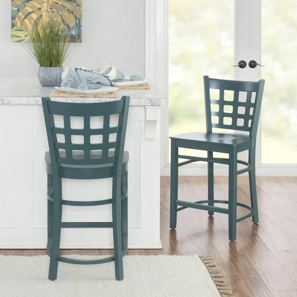 Modern Upholstered Counter Stool Set of 2 with Metal Legs for Kitchen Bar