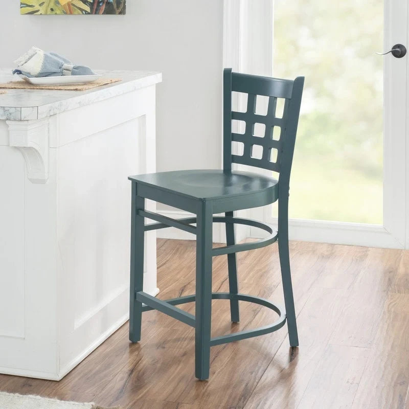 Modern Upholstered Counter Stool Set of 2 with Metal Legs for Kitchen Bar