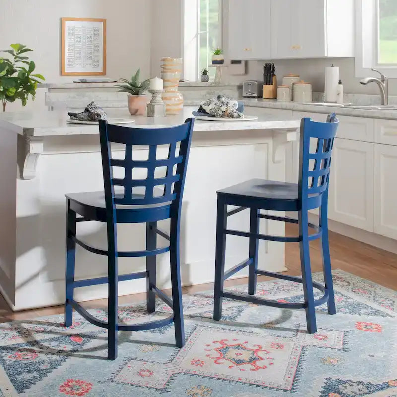Modern Upholstered Counter Stool Set of 2 with Metal Legs for Kitchen Bar