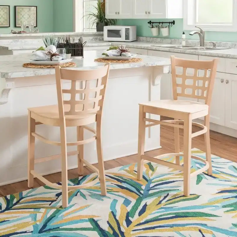 Modern Upholstered Counter Stool Set of 2 with Metal Legs for Kitchen Bar