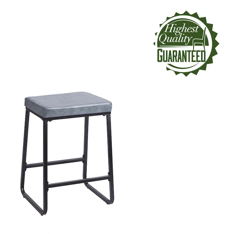 Selma Counter Stools Set of 2, PU Leather, Iron Legs