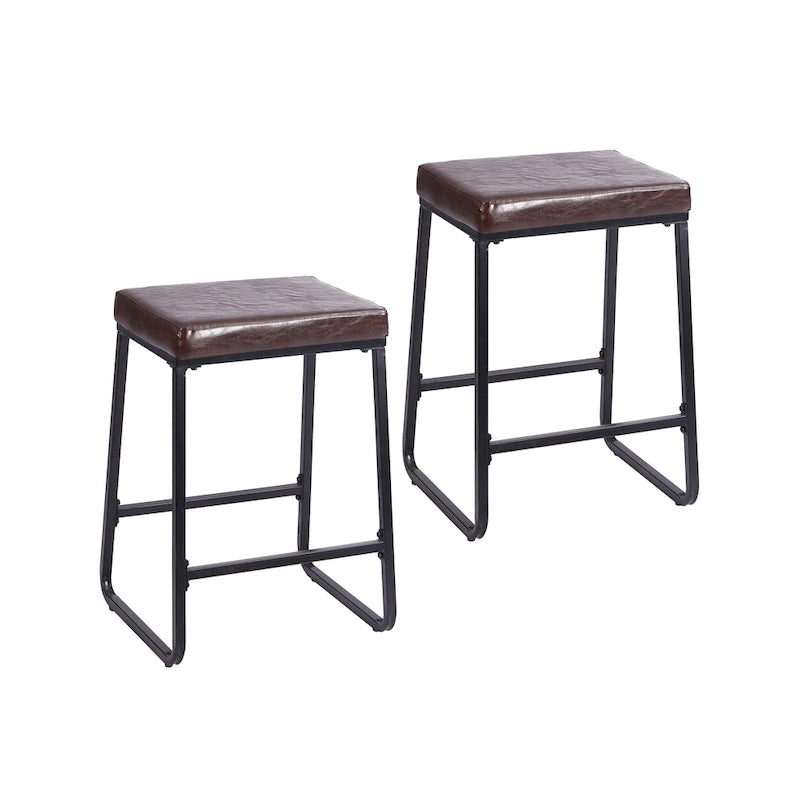 Selma Counter Stools Set of 2, PU Leather, Iron Legs