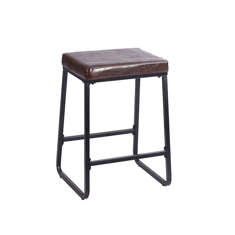Selma Counter Stools Set of 2, PU Leather, Iron Legs