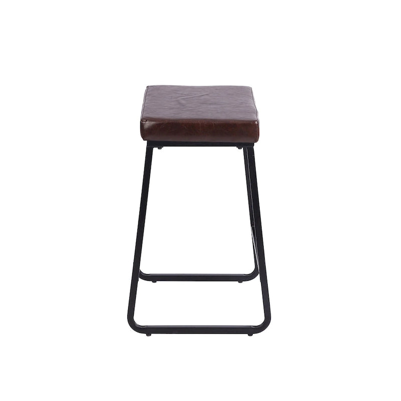 Selma Counter Stools Set of 2, PU Leather, Iron Legs