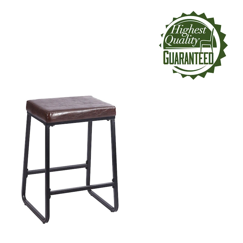 Selma Counter Stools Set of 2, PU Leather, Iron Legs