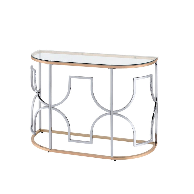 Moderner Sofatisch im Chrom- und Gold-Stil mit offener Ablage