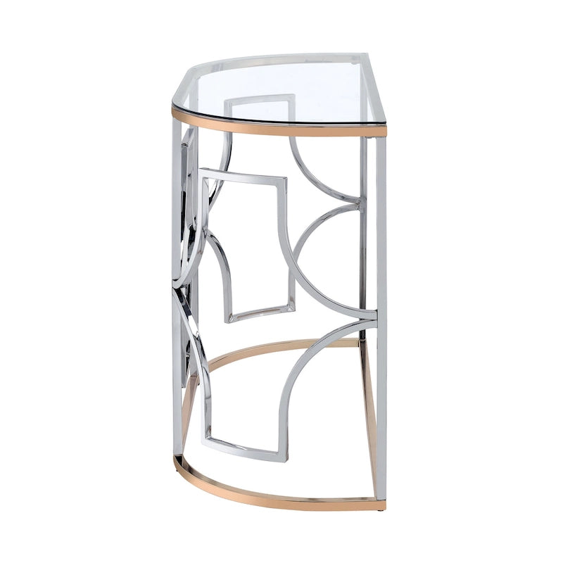 Moderner Sofatisch im Chrom- und Gold-Stil mit offener Ablage