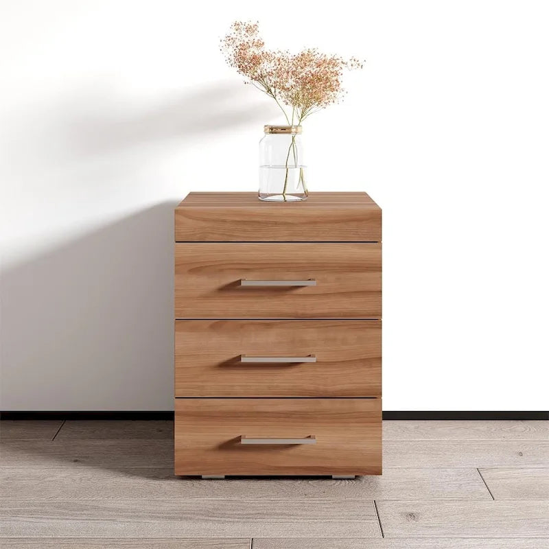 3D 17-Inch Modern Nightstand with Drawer and Open Shelf for Bedroom