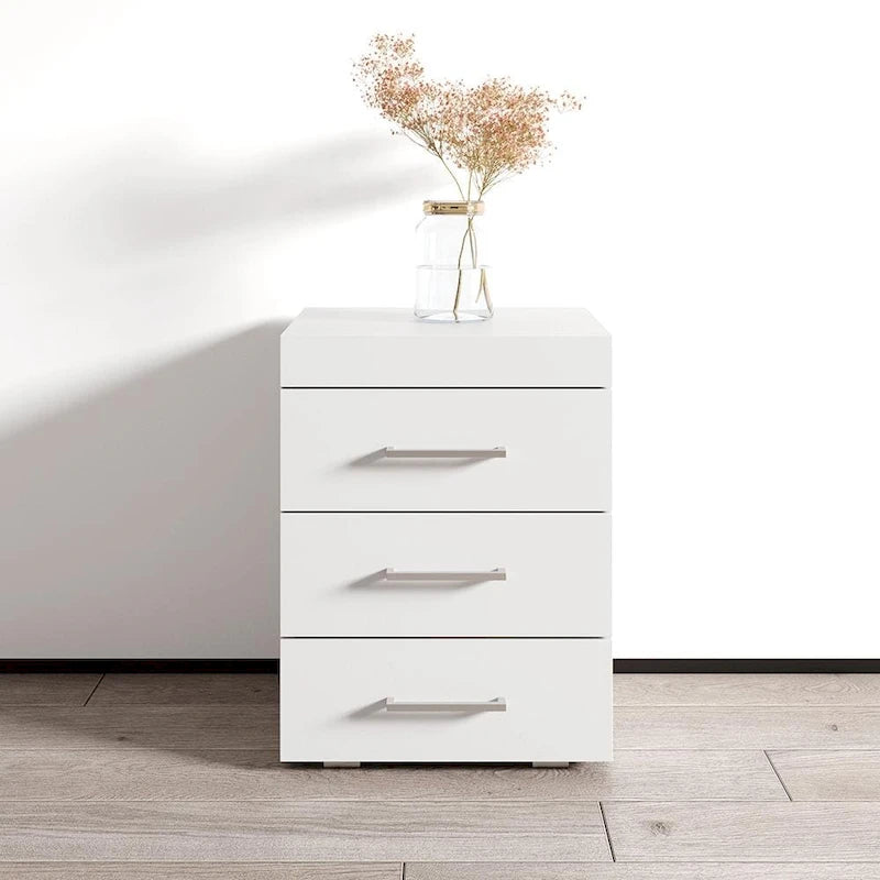 3D 17-Inch Modern Nightstand with Drawer and Open Shelf for Bedroom