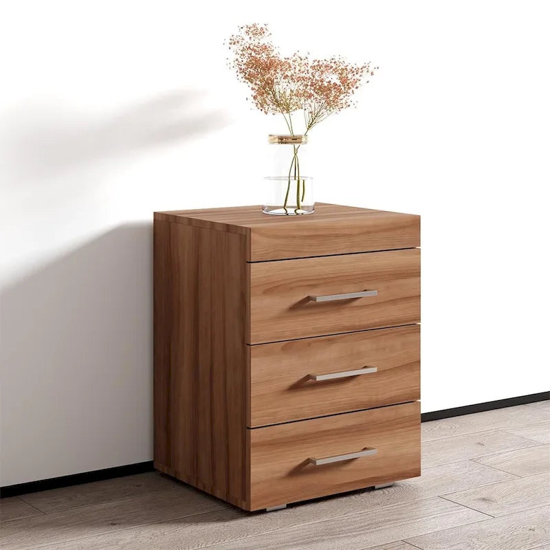 3D 17-Inch Modern Nightstand with Drawer and Open Shelf for Bedroom