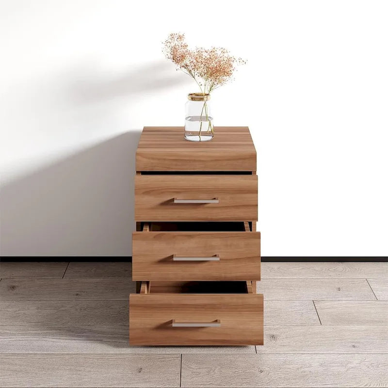 3D 17-Inch Modern Nightstand with Drawer and Open Shelf for Bedroom