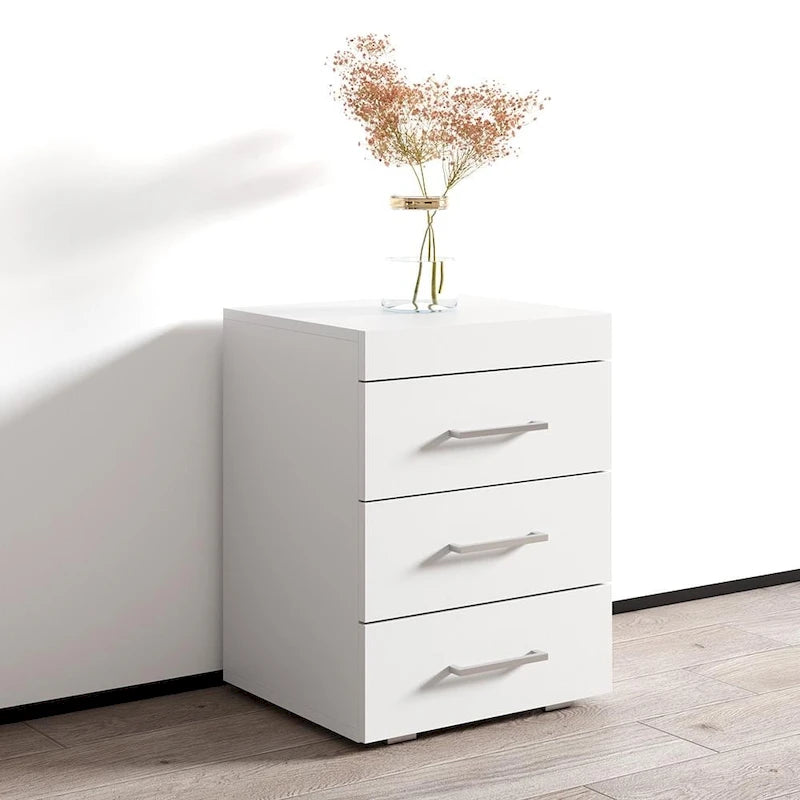 3D 17-Inch Modern Nightstand with Drawer and Open Shelf for Bedroom
