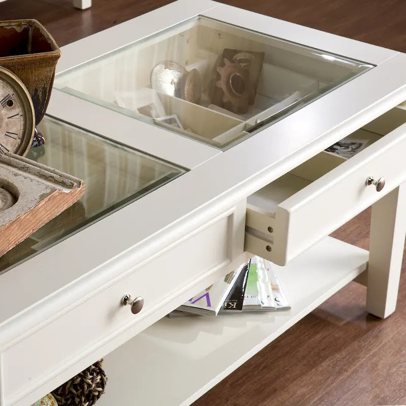 Transitional Display Coffee Table with Storage